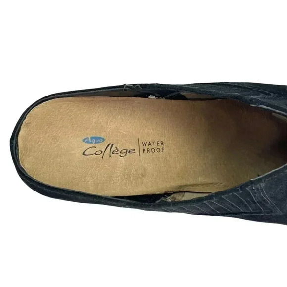 Aqua College Nan Black Suede Leather Waterproof Womens Mules - Picture 7 of 15